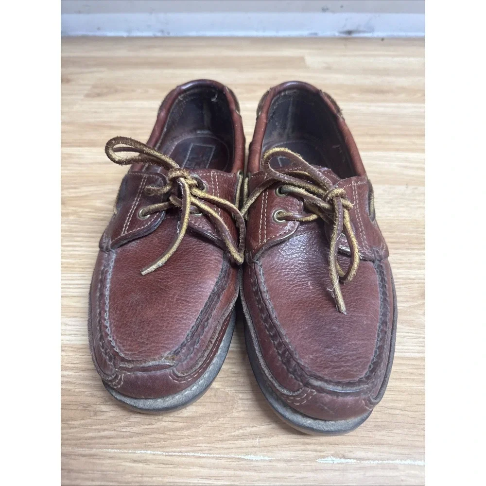 Vintage Orvis Gokey Handmade Leather Boat Shoes Moc Toe Men US 10D